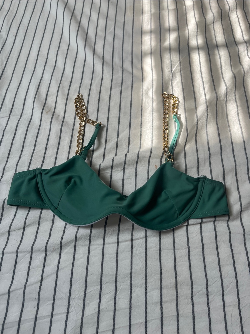 Emerald Green Chain-Strap Bikini Top